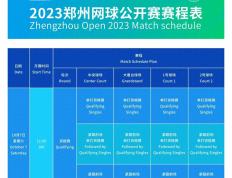 【168资讯】2023郑州网球公开赛赛程揭晓